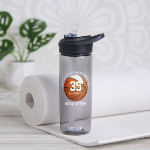 Orange white basketball club colors team name  water bottle