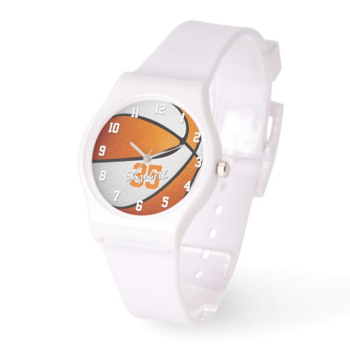 orange white personalized basketball watch