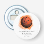Orange white basketball player bachelor / birthday bottle opener<br><div class="desc">Get game-ready with this stylish basketball-themed bottle opener! Featuring a sleek white background design with a vivid orange basketball and dynamic details, it's both practical and eye-catching. The bold colors and energetic design capture the excitement of the court, making it a great addition to any basketball fan's collection. Ideal for...</div>