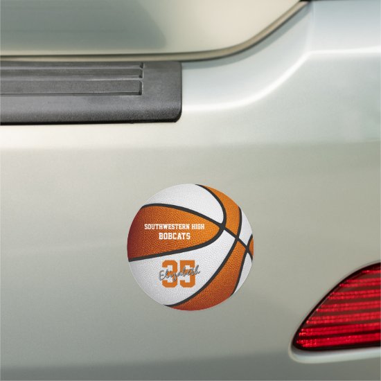 orange white basketball team colors kids locker magnet