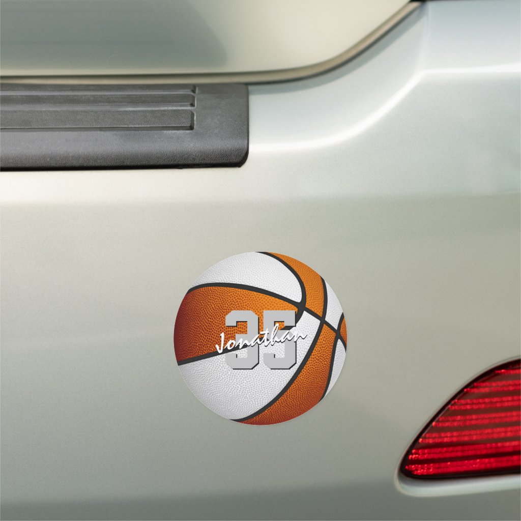 orange white basketball team colors locker or car magnet 