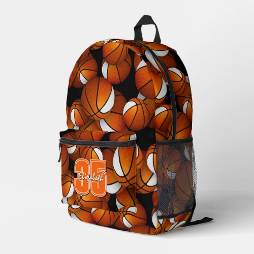 basketballs pattern orange white team colors backpack