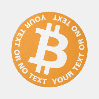 Orange-White Bitcoin Logo Round Rug