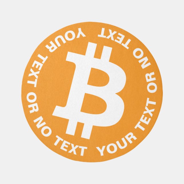 Orange-White Bitcoin Logo Round Rug (Front)