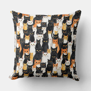 Orange White Black Cats Throw Pillow