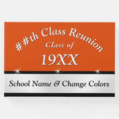 Orange White Black Class Reunion Guest Book