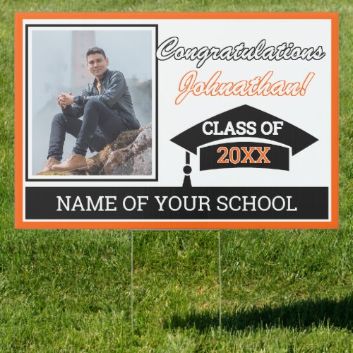 Orange White Black Congratulations Grad Sign