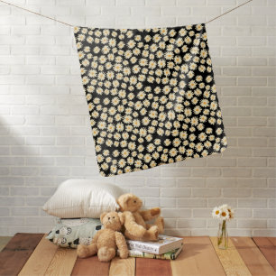 Orange white black daisy flower pattern baby blanket