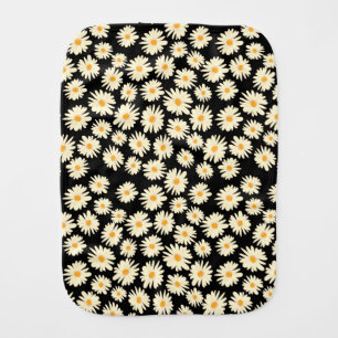 Orange white black daisy flower pattern baby burp cloth