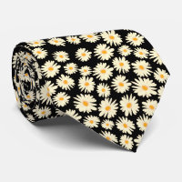 Orange white black daisy flower pattern
