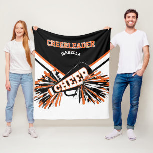 Orange, White & Black - For a Cheerleader 📣 Fleece Blanket