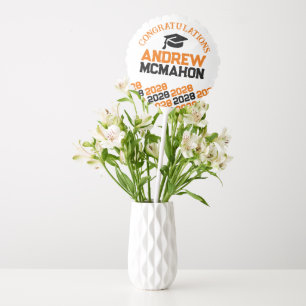 Orange White & Black Graduation Centerpiece Balloon