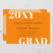 Orange White Bold Typography Graduation Party Invitation