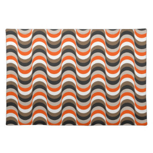 Orange, White, Brown Retro Fifties Abstract Art Cloth Placemat