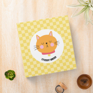 Orange & White Cartoon Student Binder Cover Design