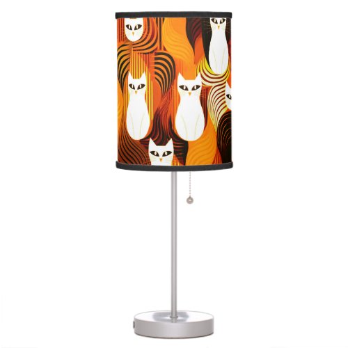 Orange White Cat halloween  Table Lamp