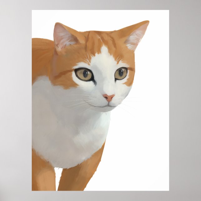 Orange & White Cat Portrait Poster (Front)