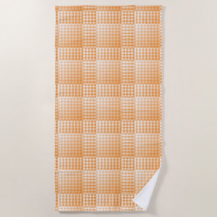 Orange White Checker Abstract Pattern Beach Towel