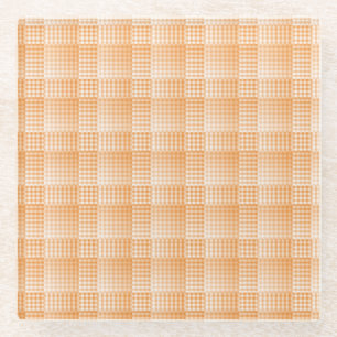 Orange White Checker Abstract Pattern Glass Coaster