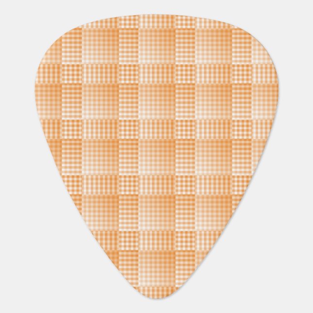 Orange White Checker Abstract Pattern Guitar Pick (Front)