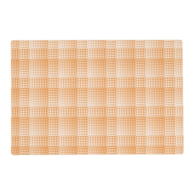 Orange White Checker Abstract Pattern Laminated Placemat (Front)