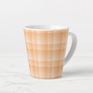 Orange White Checker Abstract Pattern Latte Mug