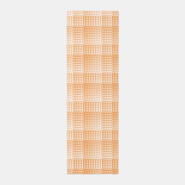 Orange White Checker Abstract Pattern Outdoor Rug (Front (Vertical))