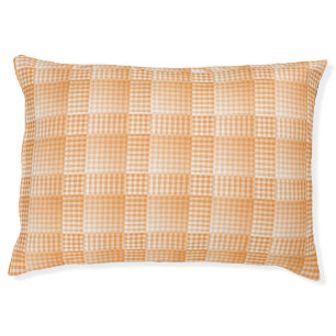 Orange White Checker Abstract Pattern Pet Bed