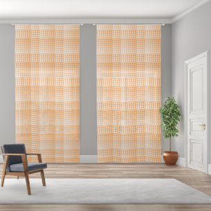 Orange White Checker Abstract Pattern Sheer Curtains