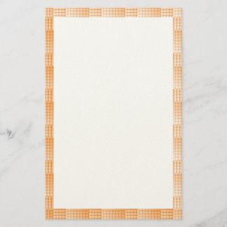 Orange White Checker Abstract Pattern Stationery