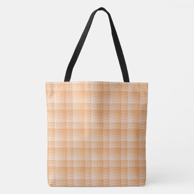 Orange White Checker Abstract Pattern Tote Bag (Front)