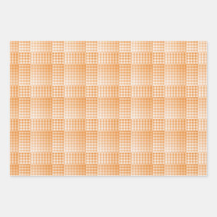 Orange White Checker Abstract Pattern Wrapping Paper Sheets
