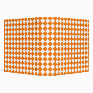 Orange White Checker Diamond Pattern 3 Ring Binder