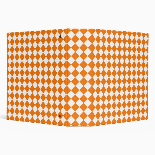 Orange White Checker Diamond Pattern 3 Ring Binder (Background)