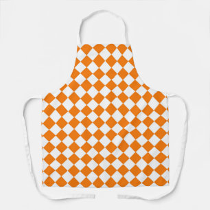 Orange White Checker Diamond Pattern Apron