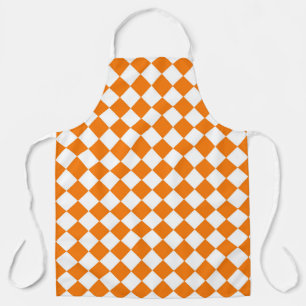 Orange White Checker Diamond Pattern Apron