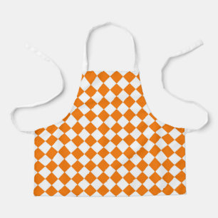 Orange White Checker Diamond Pattern Apron