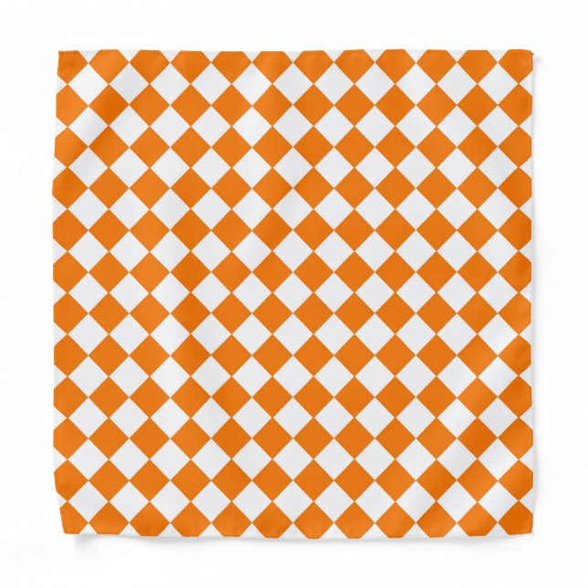 Orange White Checker Diamond Pattern  Bandana (Front)