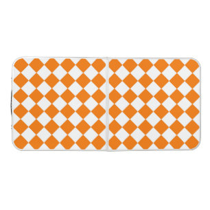 Orange White Checker Diamond Pattern Beer Pong Table