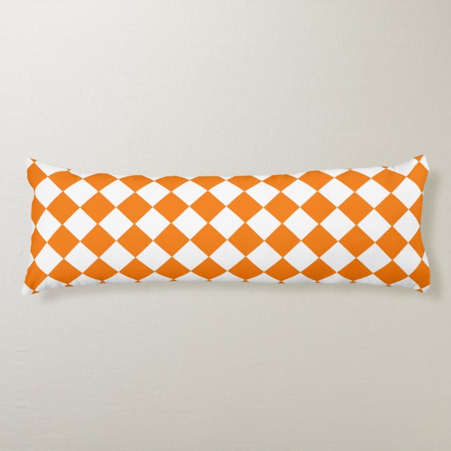 Orange White Checker Diamond Pattern  Body Pillow (Front)