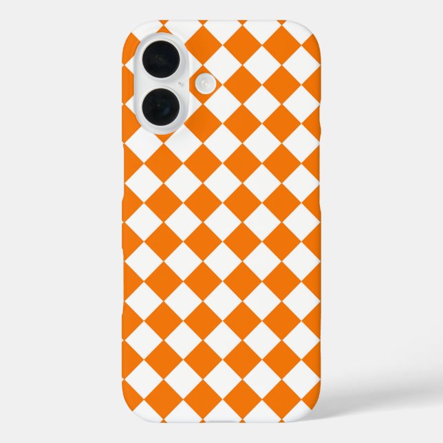 Orange White Checker Diamond Pattern Case-Mate iPhone Case (Back)