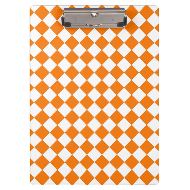 Orange White Checker Diamond Pattern  Clipboard (Front)