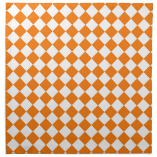 Orange White Checker Diamond Pattern Cloth Napkin