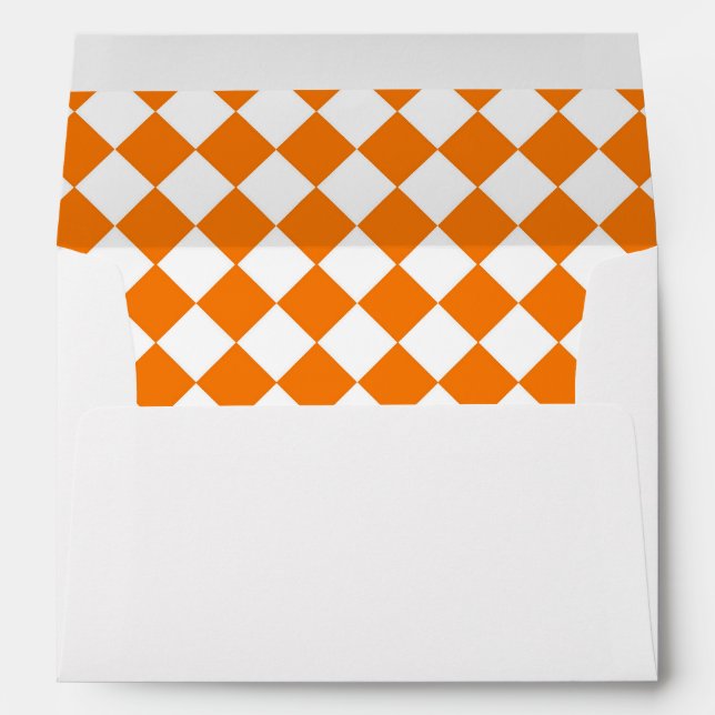 Orange White Checker Diamond Pattern Envelope (Back (Bottom))