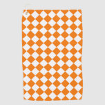 Orange White Checker Diamond Pattern Golf Towel