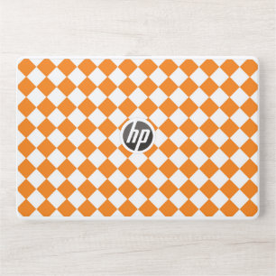 Orange White Checker Diamond Pattern HP Laptop Skin