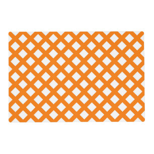 Orange White Checker Diamond Pattern Laminated Placemat