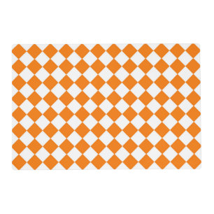 Orange White Checker Diamond Pattern Laminated Placemat