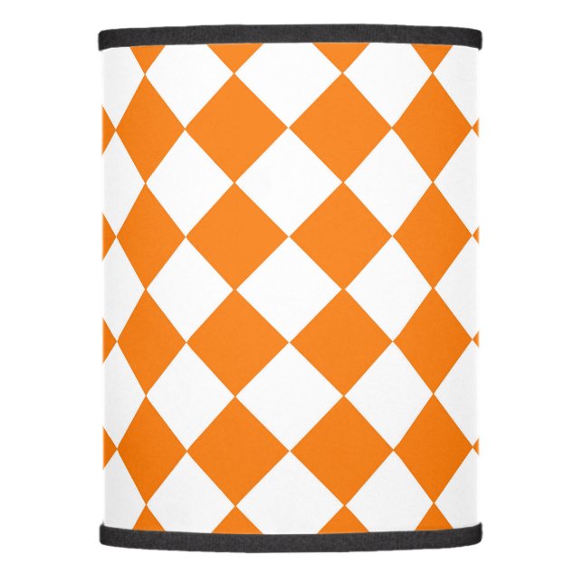 Orange White Checker Diamond Pattern Lamp Shade (Front)