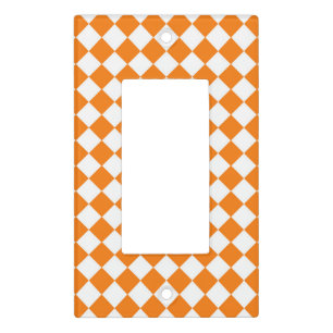 Orange White Checker Diamond Pattern Light Switch Cover